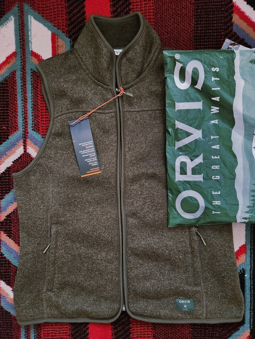 Orvis R65 Sweater Fleece Vest- Tarragon